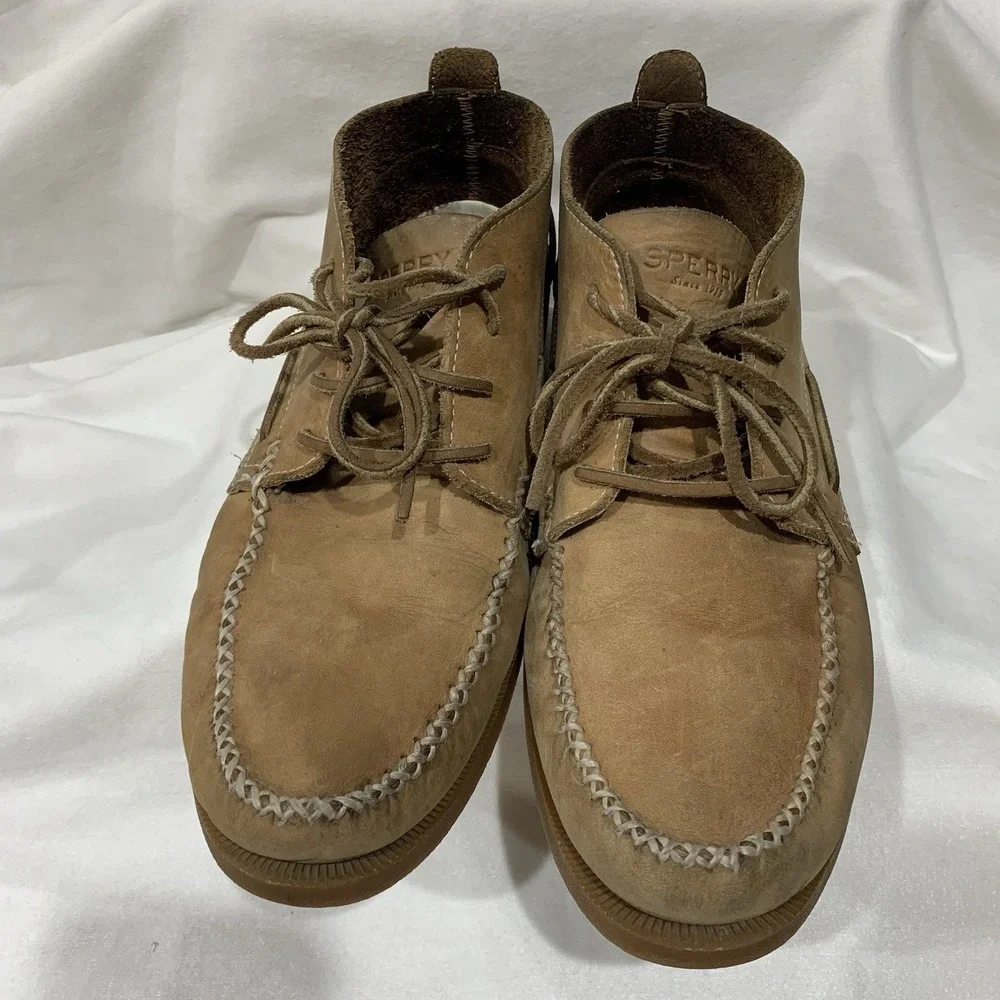 Sperry Top-Sider Tan Leather Moc Toe Chukka Ankle Boots Men's 11 M‎ Boat Shoes